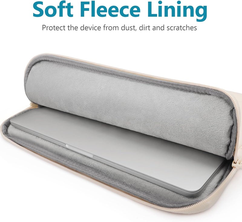 TECOOL Puffy Laptop Case 14 inch, Laptop Sleeve 14 inch for 14" Lenovo Thinkpad Ideapad HP EliteBook Pavilion Dell Chromebook,Protective Waterproof Sleeve 14 inch Computer Bag with Small Case,Beige - Image 4